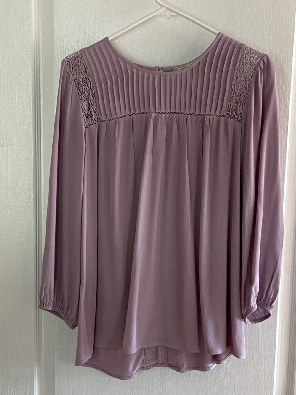 Daniel Rainn Lilac Pintuck Lace Yoke Blouse
